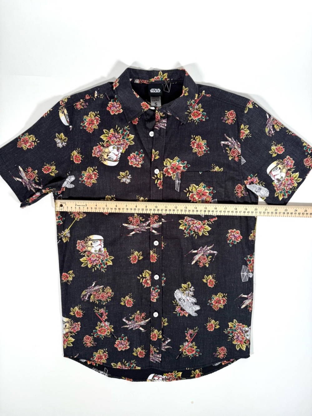 Star Wars Floral Stormtrooper X-Wing TIE Fighter Tropical Hawaiian Shirt Size S - Picture 6 of 14